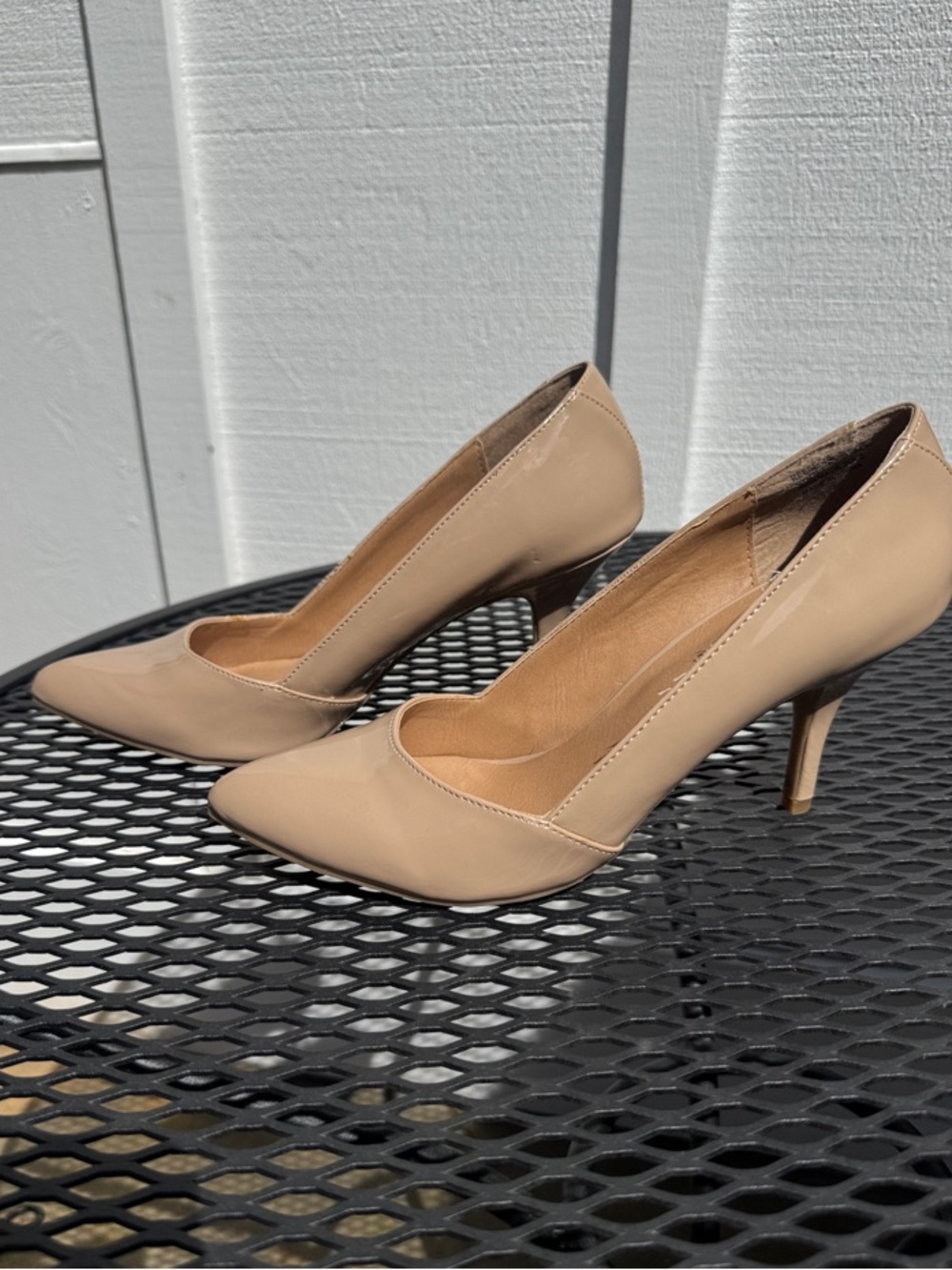 Nude Patent Heels Size 10 – Classic Pointed Toe Pumps (Zigi Soho)